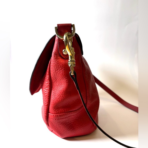 Mulberry Red Pebbled Leather Crossbody – Tree Logo, British Designer - Picture 3 of 14